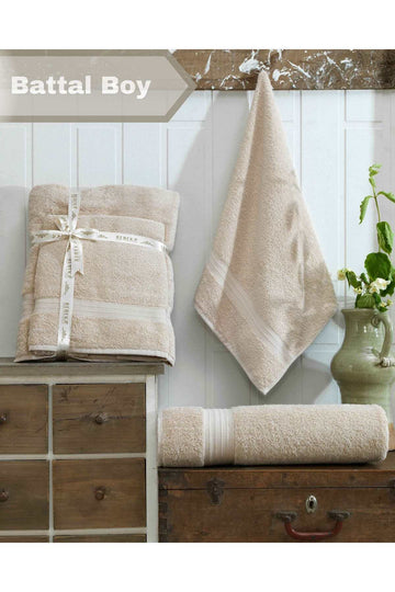 INTER Z 2'li Battal Boy Banyo Havlu Seti Bej