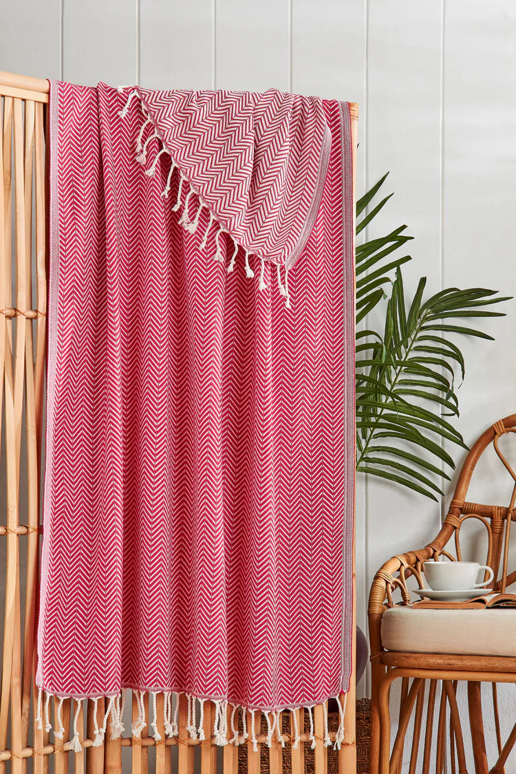 %100 Pamuk Plaj Havlusu, Marmaris, Kırmızı