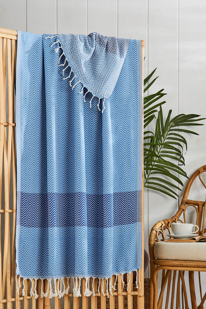 %100 Pamuk Plaj Havlusu, Marmaris, Gök Mavisi