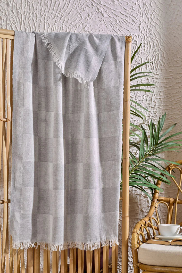 INTER Z Dama Desenli Peştamal Plaj Havlusu 70x155 Cm Gri