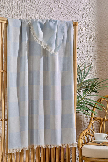 INTER Z Dama Desenli Peştamal Plaj Havlusu 70x155 Cm Mavi