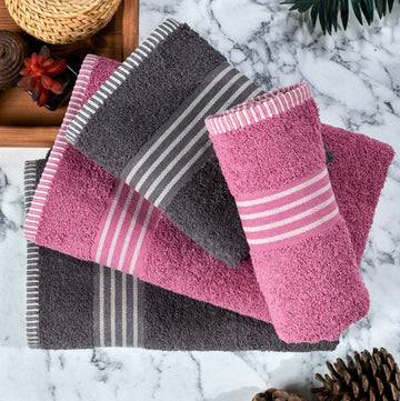 INTER Z 4'lü Oscar - Mürdüm / Antrasit Havlu Hamam Seti