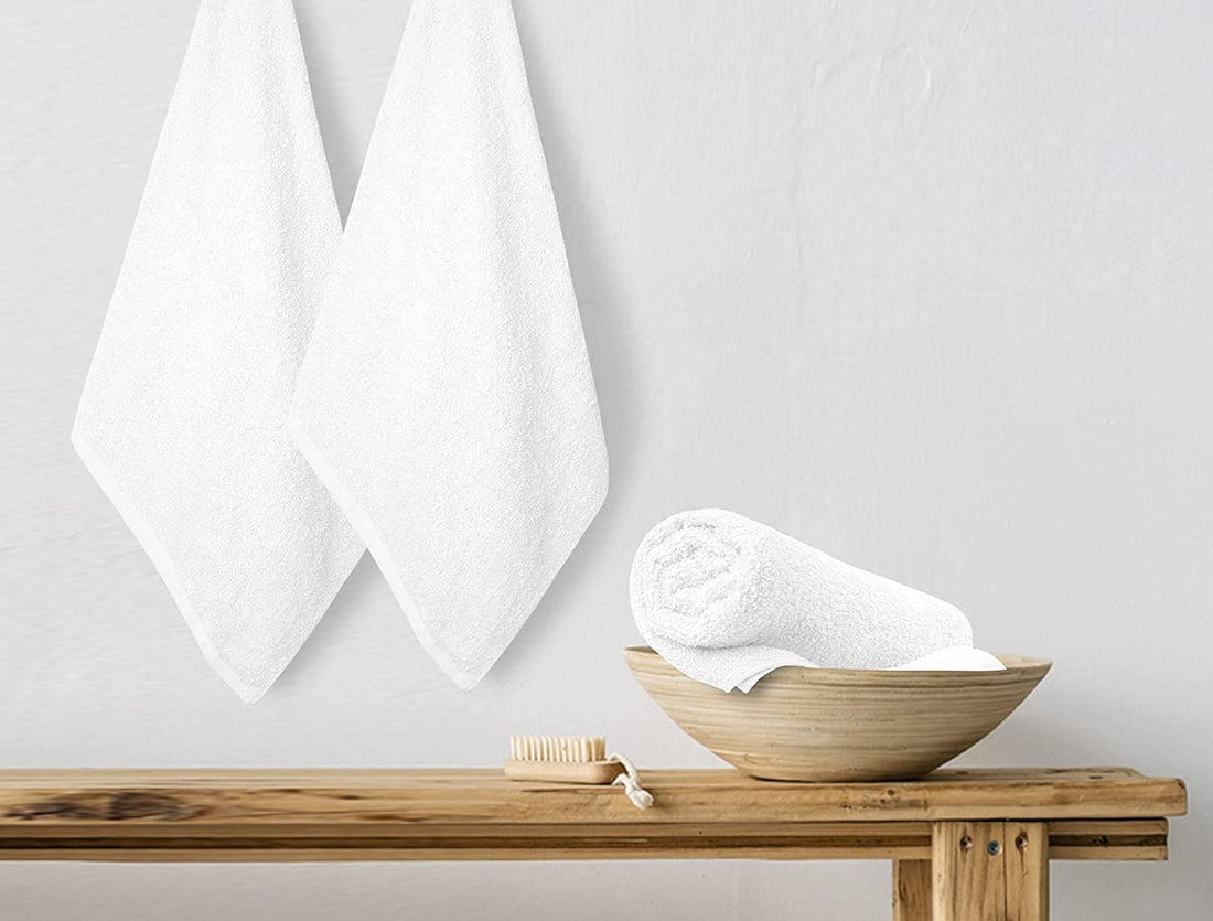 6'lı Set Beyaz %100 Pamuk El Havlusu 50x90 Cm, Otel Havlusu