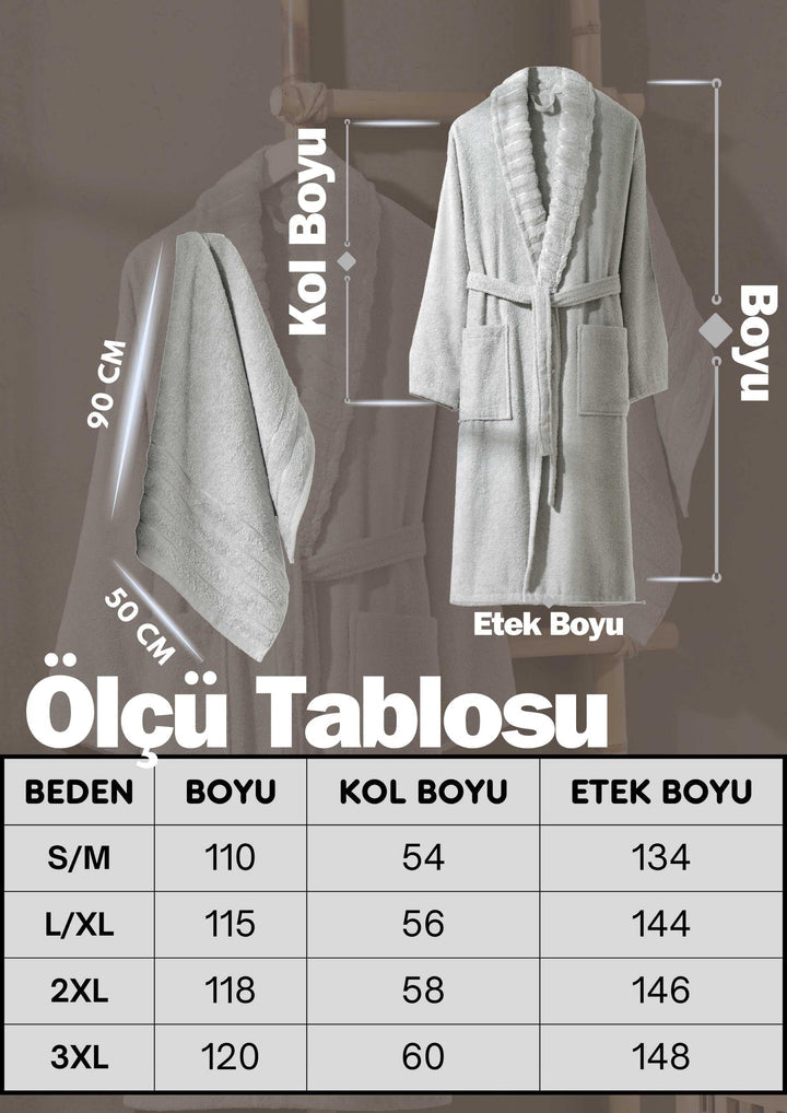 Carla Havlulu Bornoz Seti Açık Gri