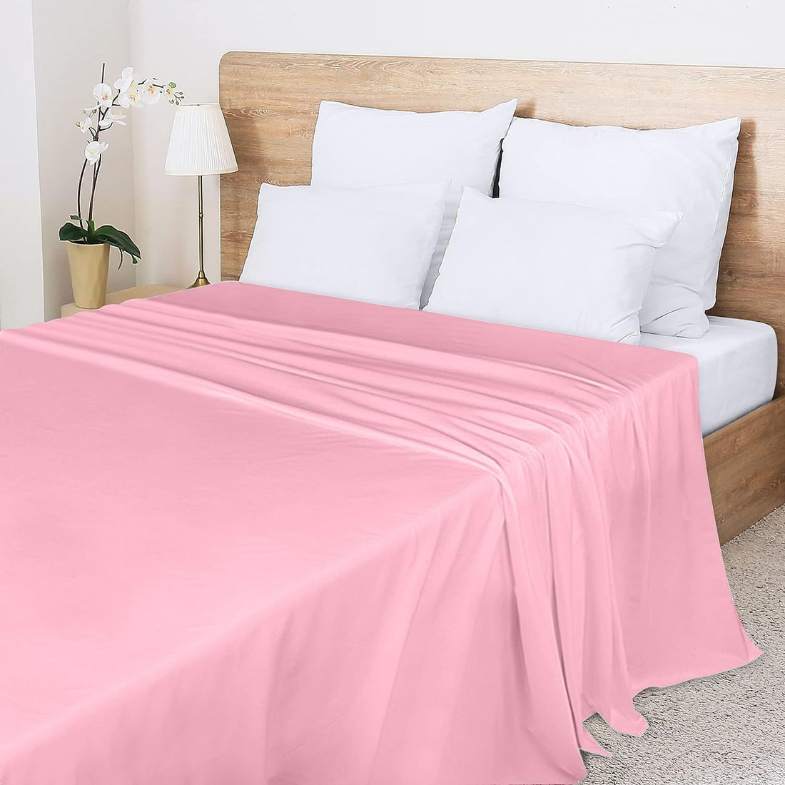 Lastiksiz Düz Çarşaf 57 Tel Kumaş (3 Farklı Ebat) Pembe