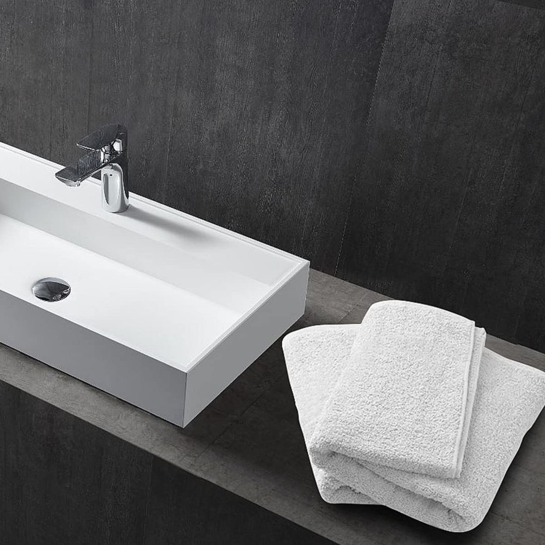 3'lü Set Beyaz %100 Pamuk El Havlusu 50x90 Cm, Otel Havlusu