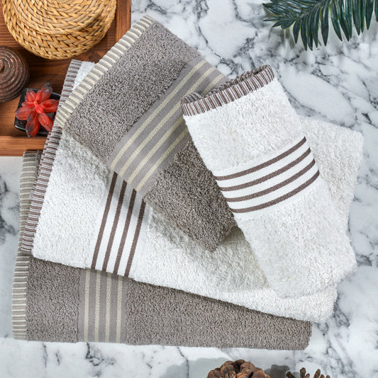 INTER Z 4'lü Oscar - Taş / Krem Havlu Hamam Seti