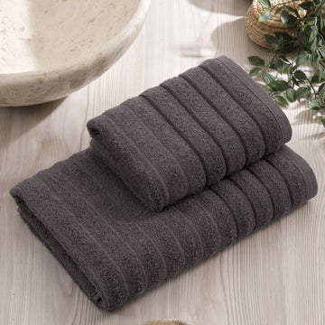 INTER Z 2'Li Dalga Antrasit Banyo Havlu Seti