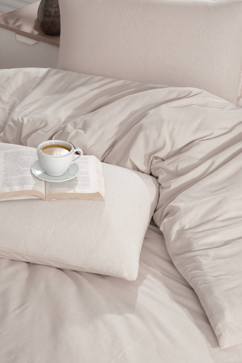 Pamuklu Nevresim Takımı Lastikli Çarşaflar Tek ve Çift Kişilik Seçenekli Bej