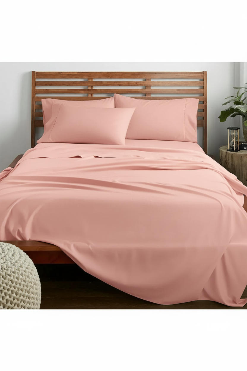 Düz Çarşaf Pamuklu Kumaş Lastiksiz Çarşaf (3 Farklı Ebat - 11 Farklı Renk)) Somon