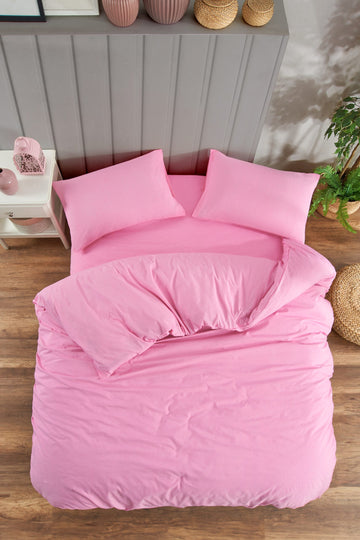 Pamuklu Nevresim Takımı Lastikli Çarşaflar Tek ve Çift Kişilik Seçenekli Pembe