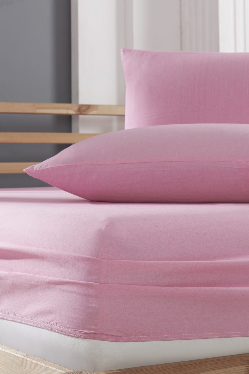 Pamuklu Ranforce Kumaş Lastikli Fitted Yastıklı Çarşaf Seti (5 Ebat) Pembe