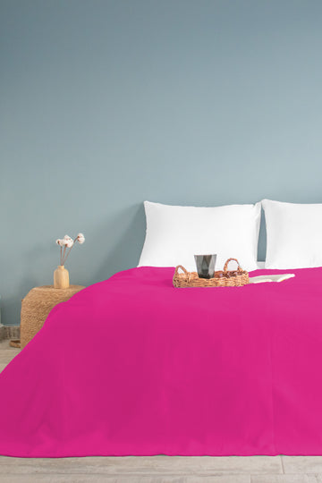 Pamuklu Dama Desenli Pike, Damalı Otel Pikesi, Tek ve Çift Kişilik Seçenekli Fuşya