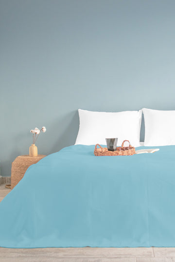 Pamuklu Dama Desenli Pike, Damalı Otel Pikesi, Tek ve Çift Kişilik Seçenekli Mavi