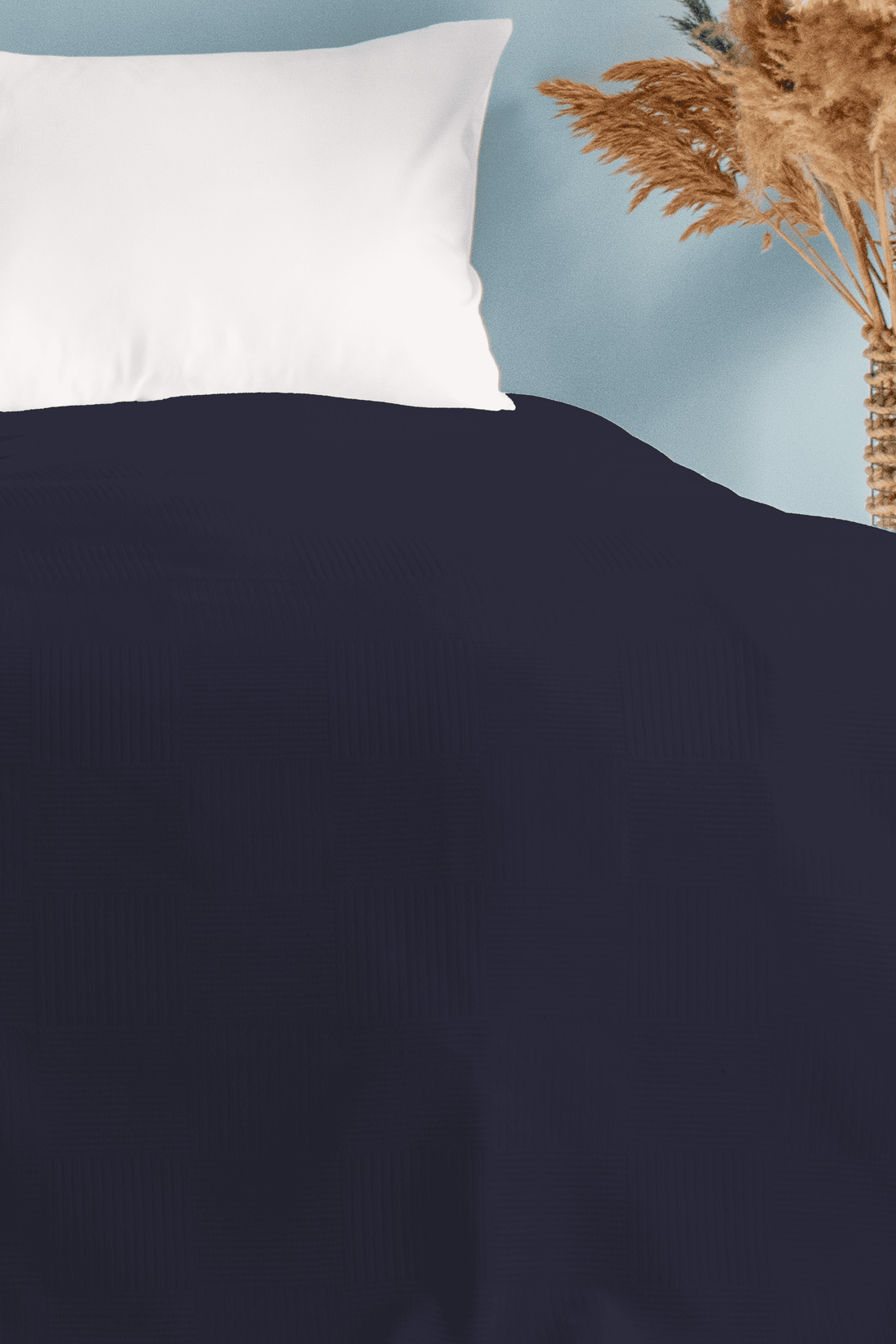 Pamuklu Dama Desenli Pike, Damalı Otel Pikesi, Tek ve Çift Kişilik Seçenekli Lacivert