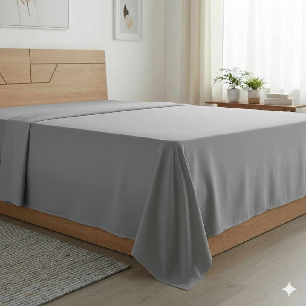 Düz Çarşaf Pamuklu Kumaş Lastiksiz Çarşaf (3 Farklı Ebat - 11 Farklı Renk) Antrasit