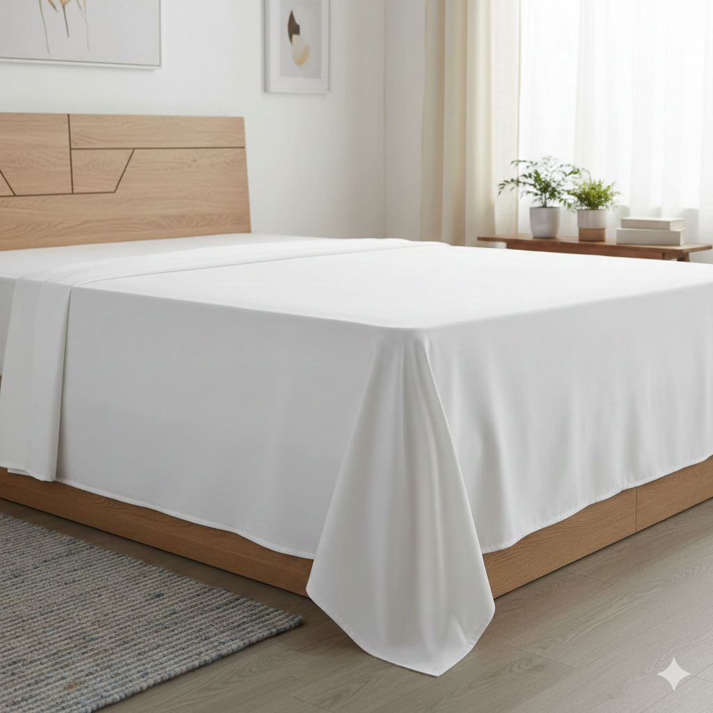 Düz Çarşaf Pamuklu Kumaş Lastiksiz Çarşaf (3 Farklı Ebat - 11 Farklı Renk) Beyaz